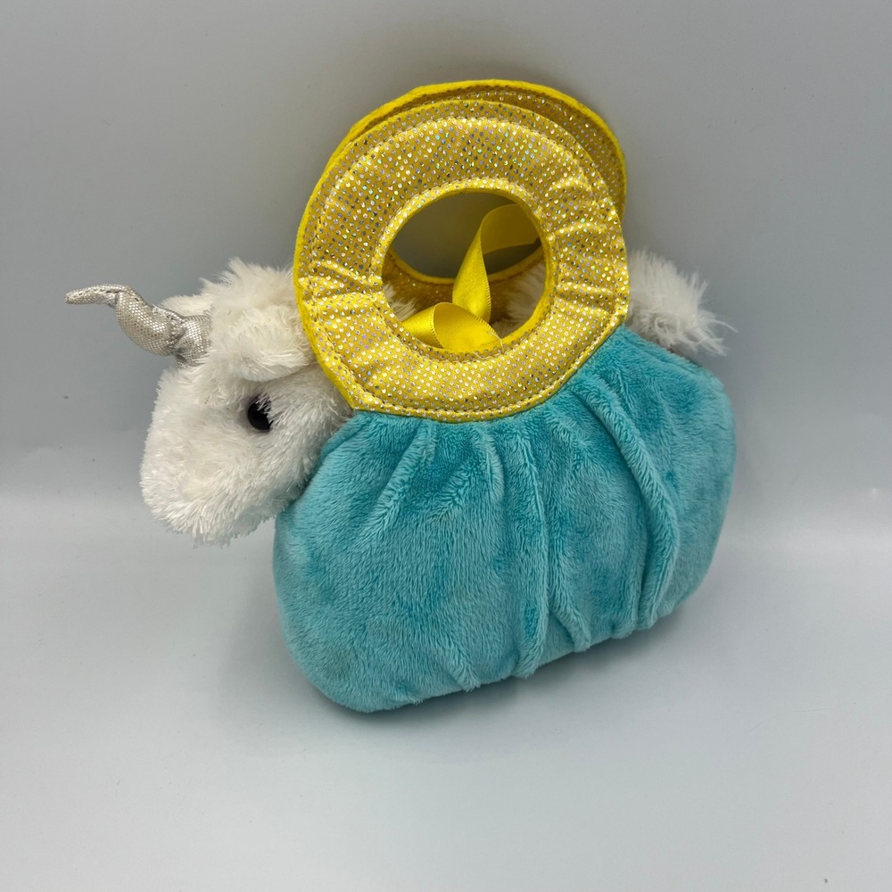 Aurora Unicorn Purse Plush Toy Handbag Gold Sparkle Handle Kids Gift